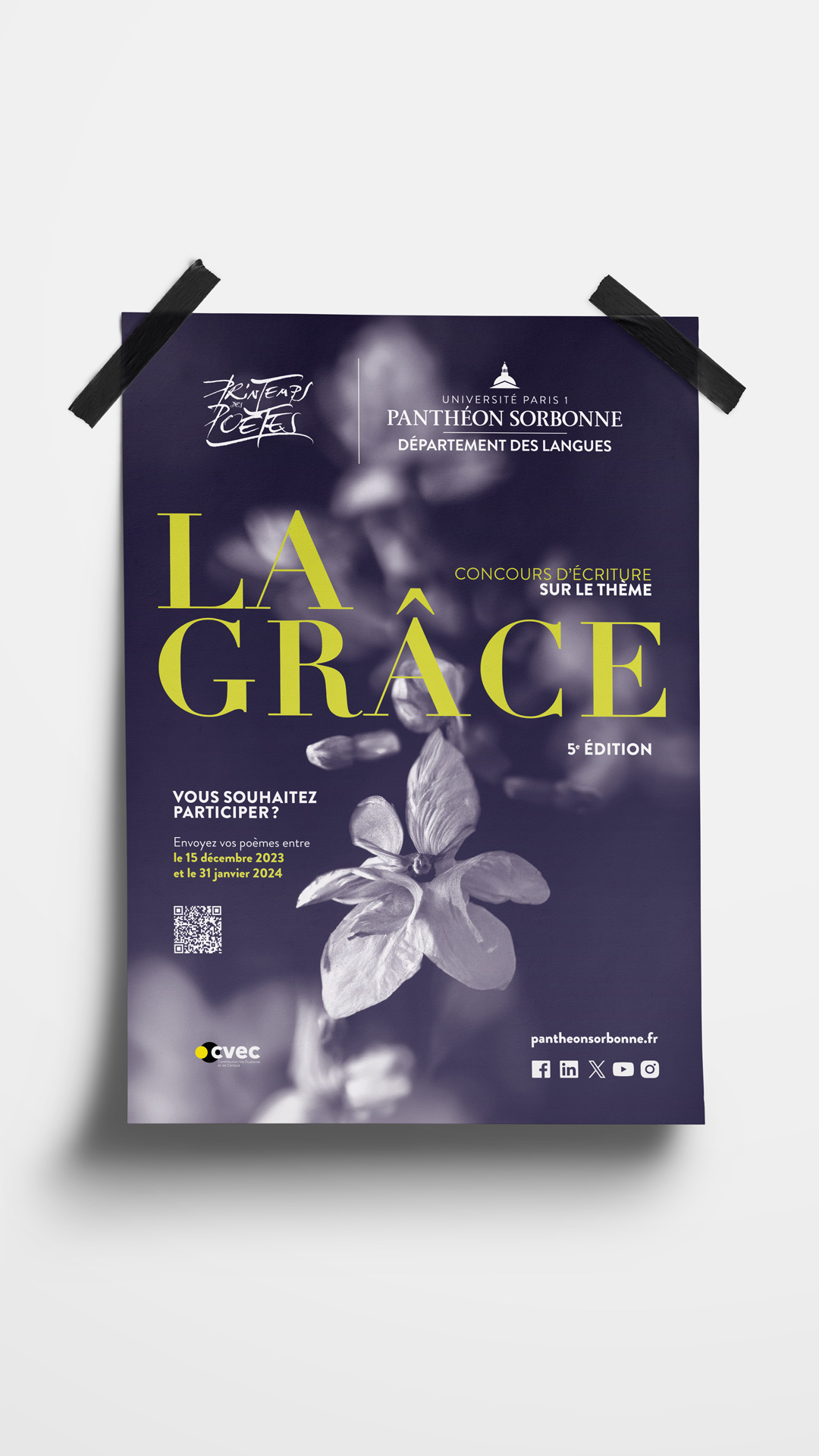 Affiche. Texte : Concours d'écriture sur le thème de la grâce