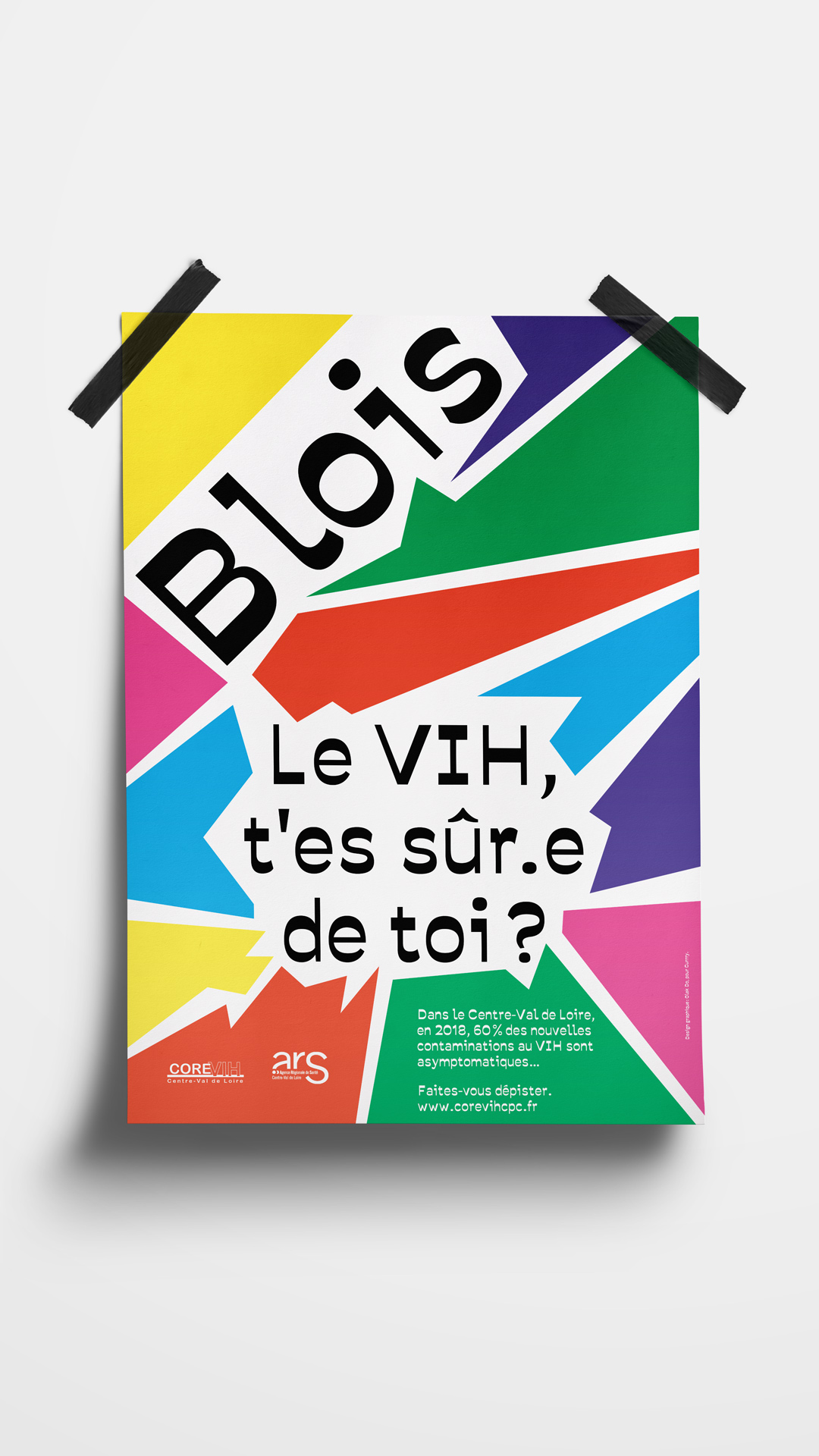 Affiche. Texte : Blois le VIH, t'es sûr•e de toi ?