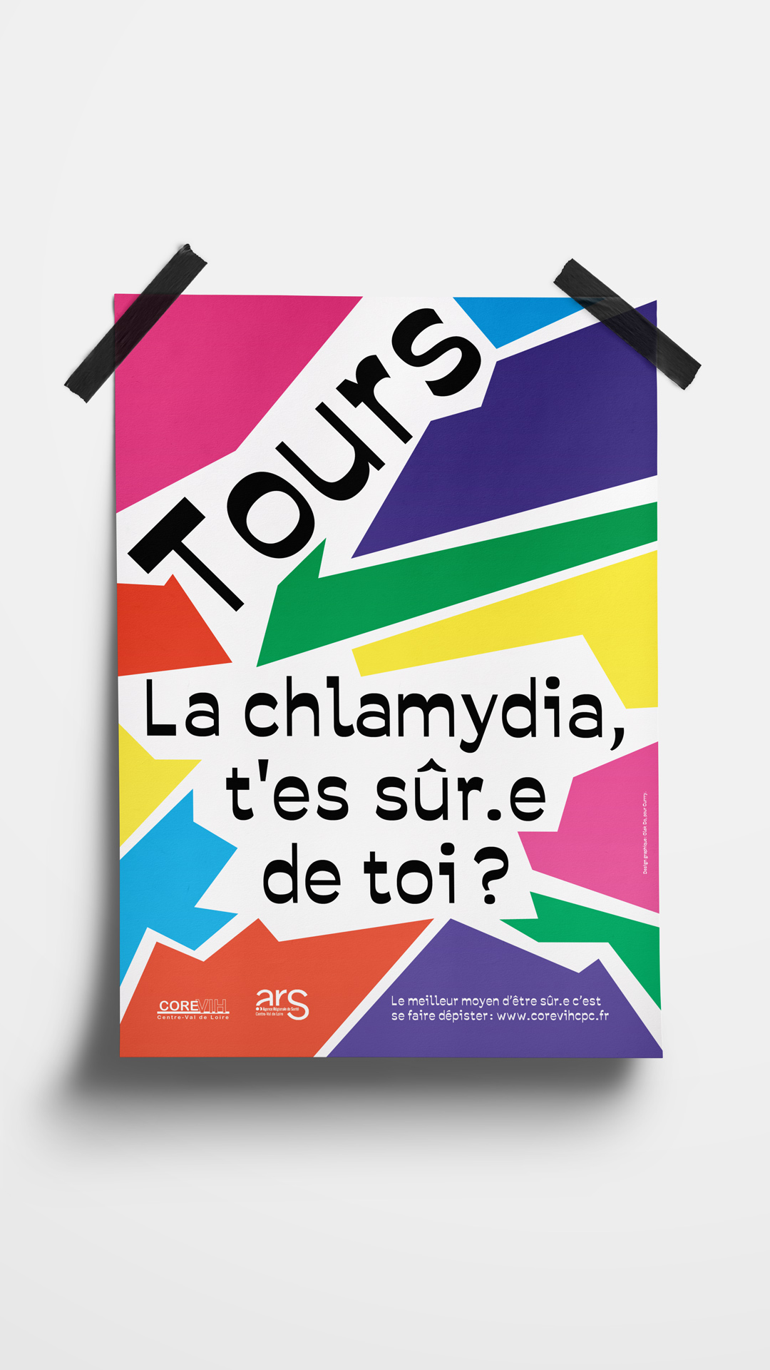 Affiche. Texte : Tours la chlamydia, t'es sûr•e de toi ?