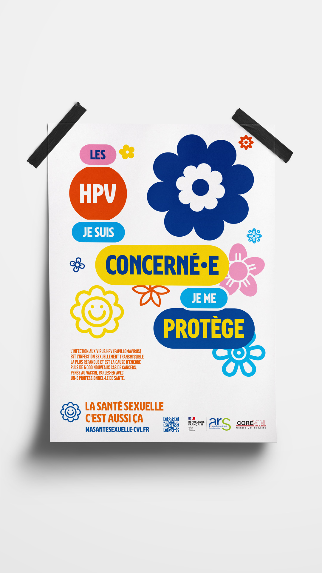 Affiche. Texte : Les HPV je suis concerné•e je me protège