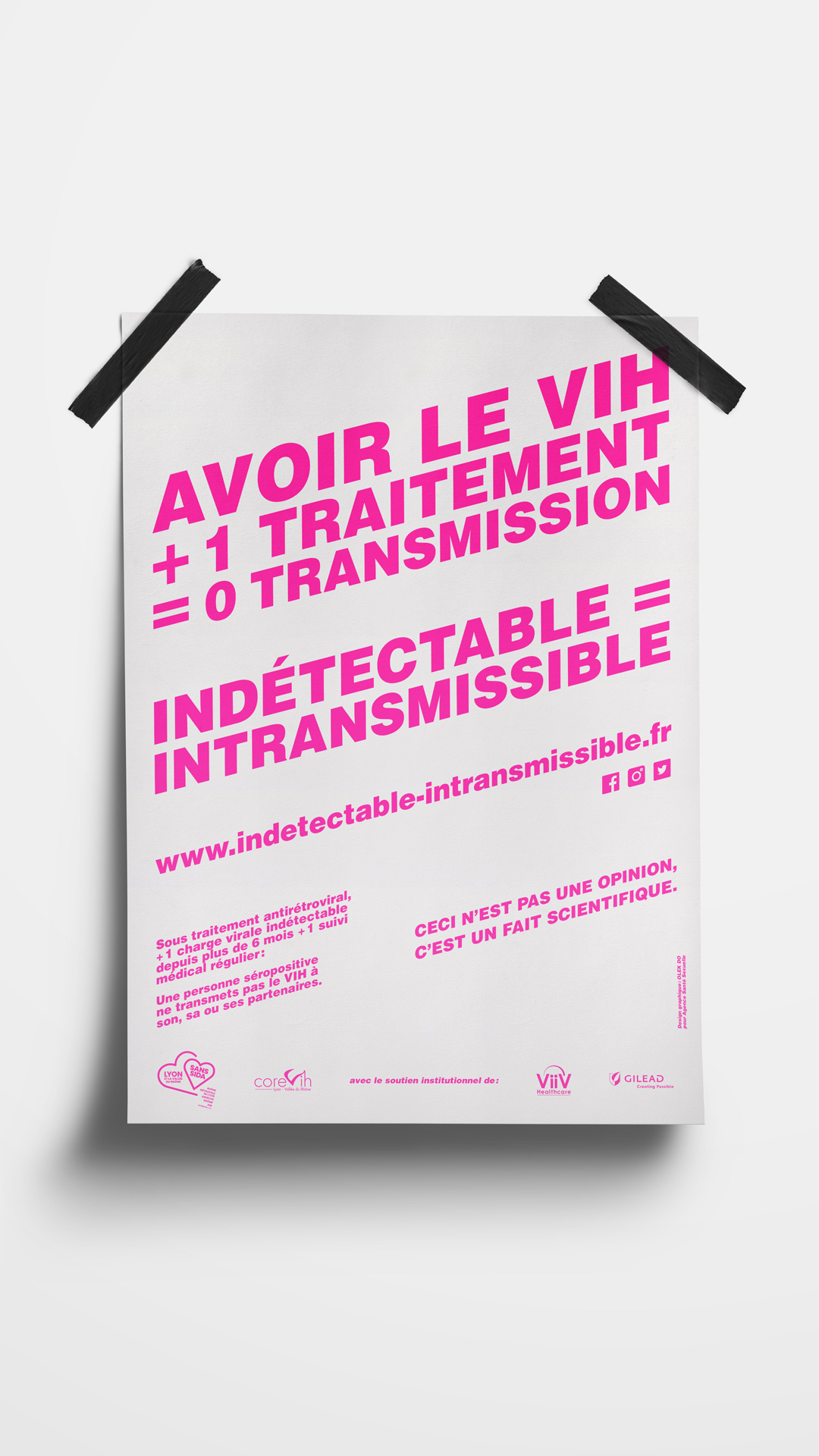 Affiche. Texte : Indétectable = Intransmissible