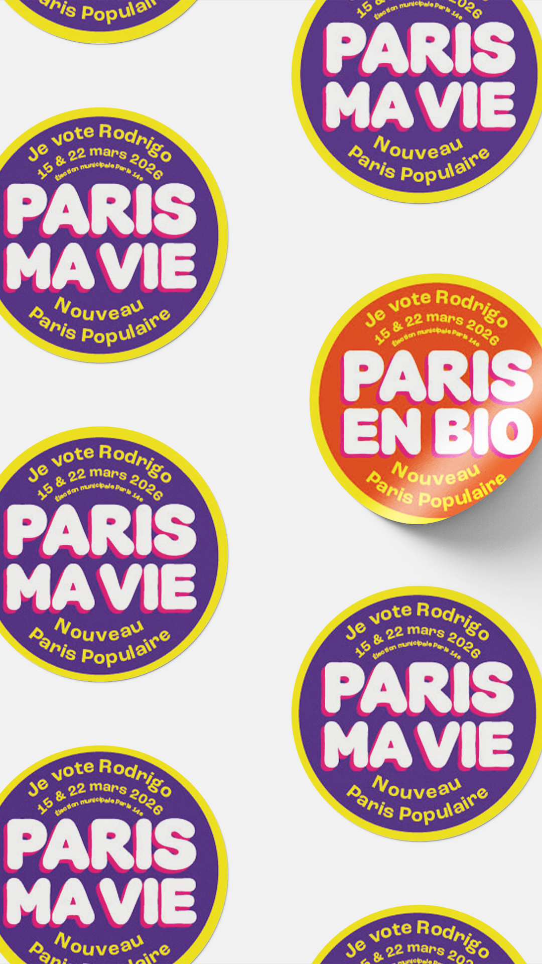 Stickers. Texte : Paris ma vie, Paris en bio