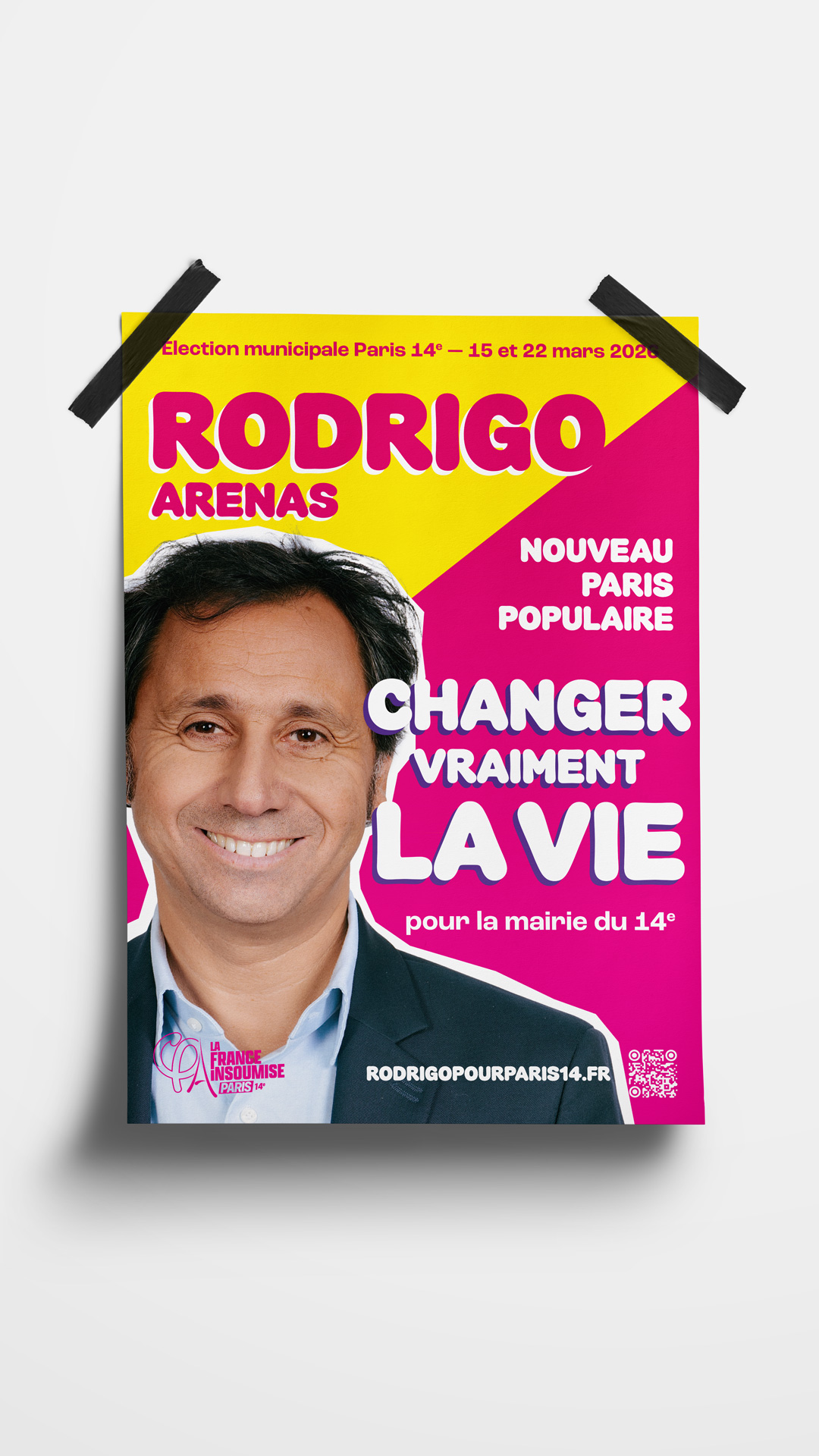 Affiche. Texte : Rodrigo Arenas, changer vraiment la vie