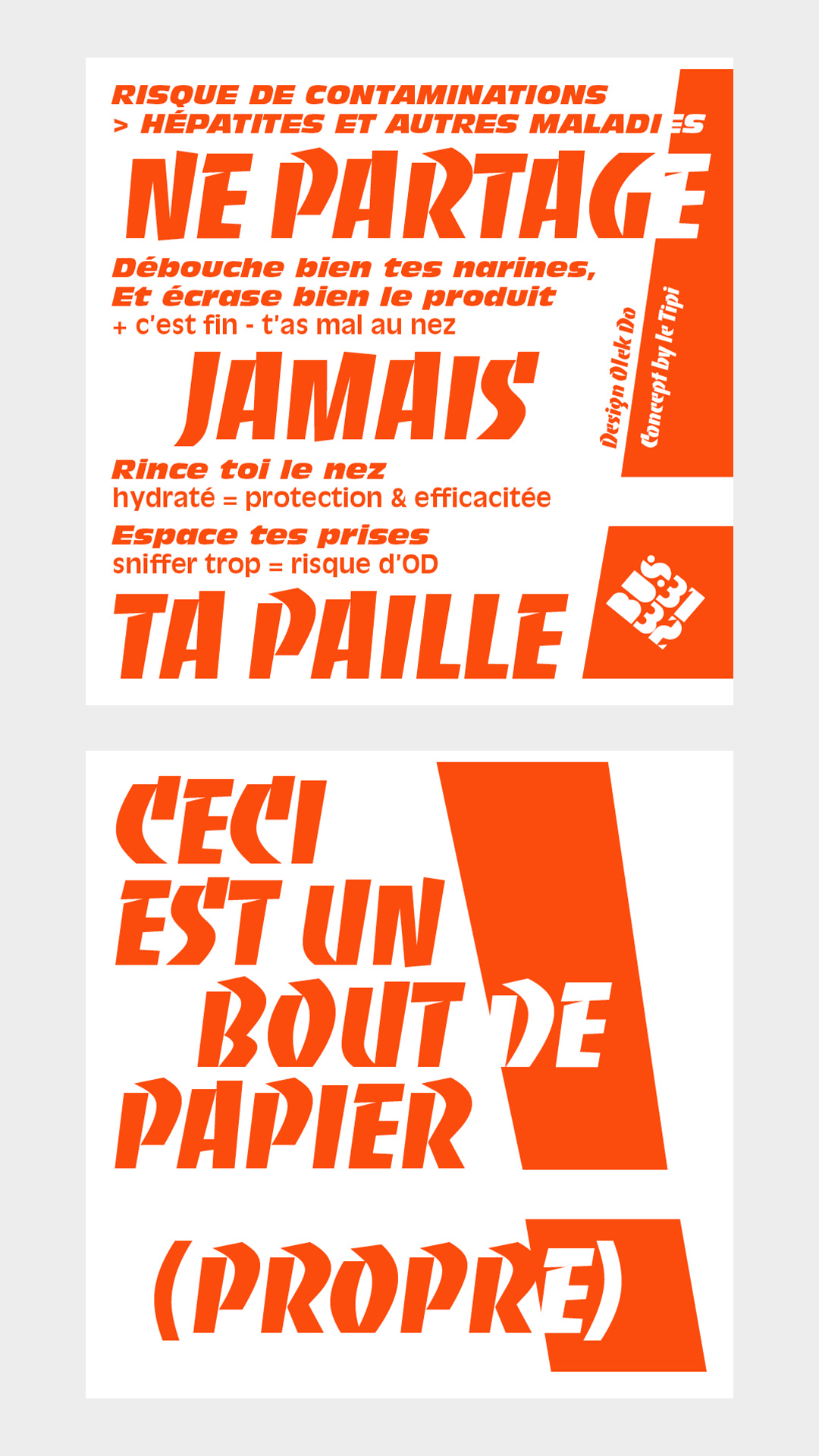 Objet de prévention. Texte : Ceci est un bout de papier propre