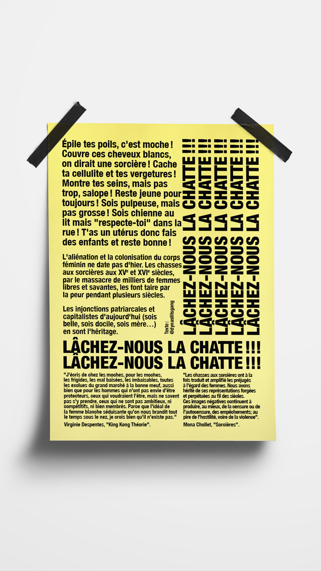 Tract. Texte : Lâchez-nous la chatte !!!