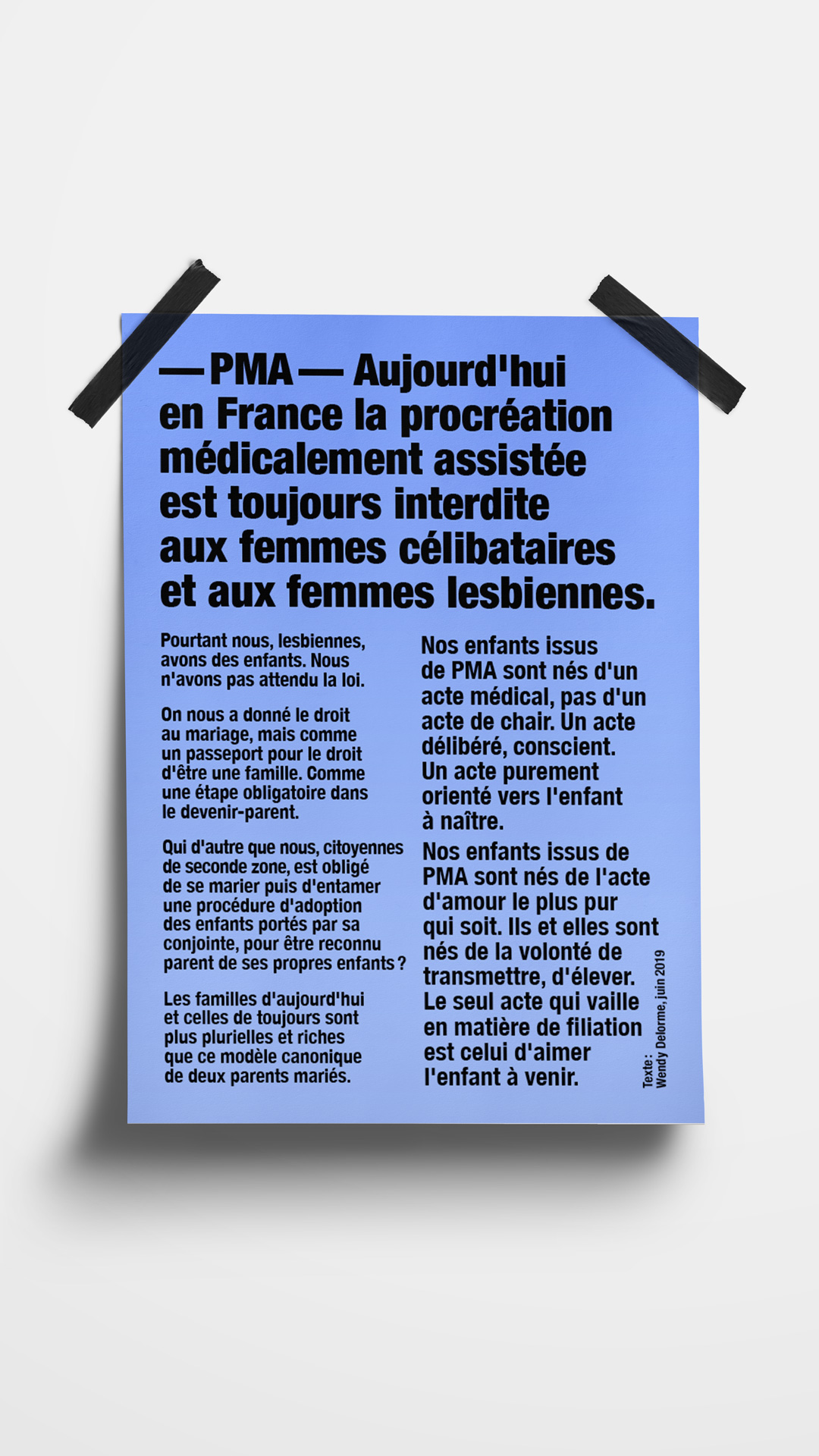 Tract. Texte : PMA - Aujourd'hui en France