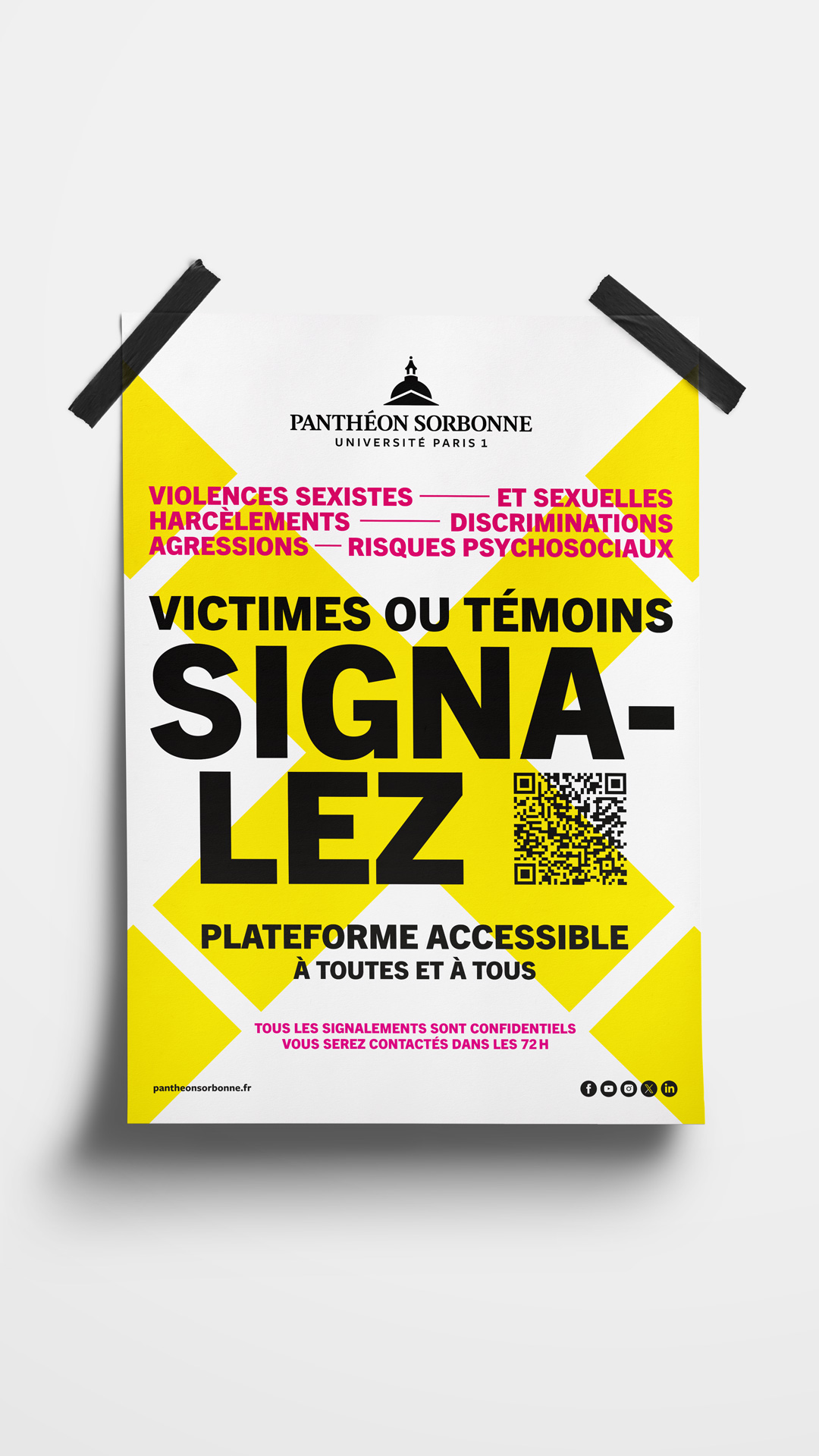Affiche. Texte : Victimes ou témoins signalez